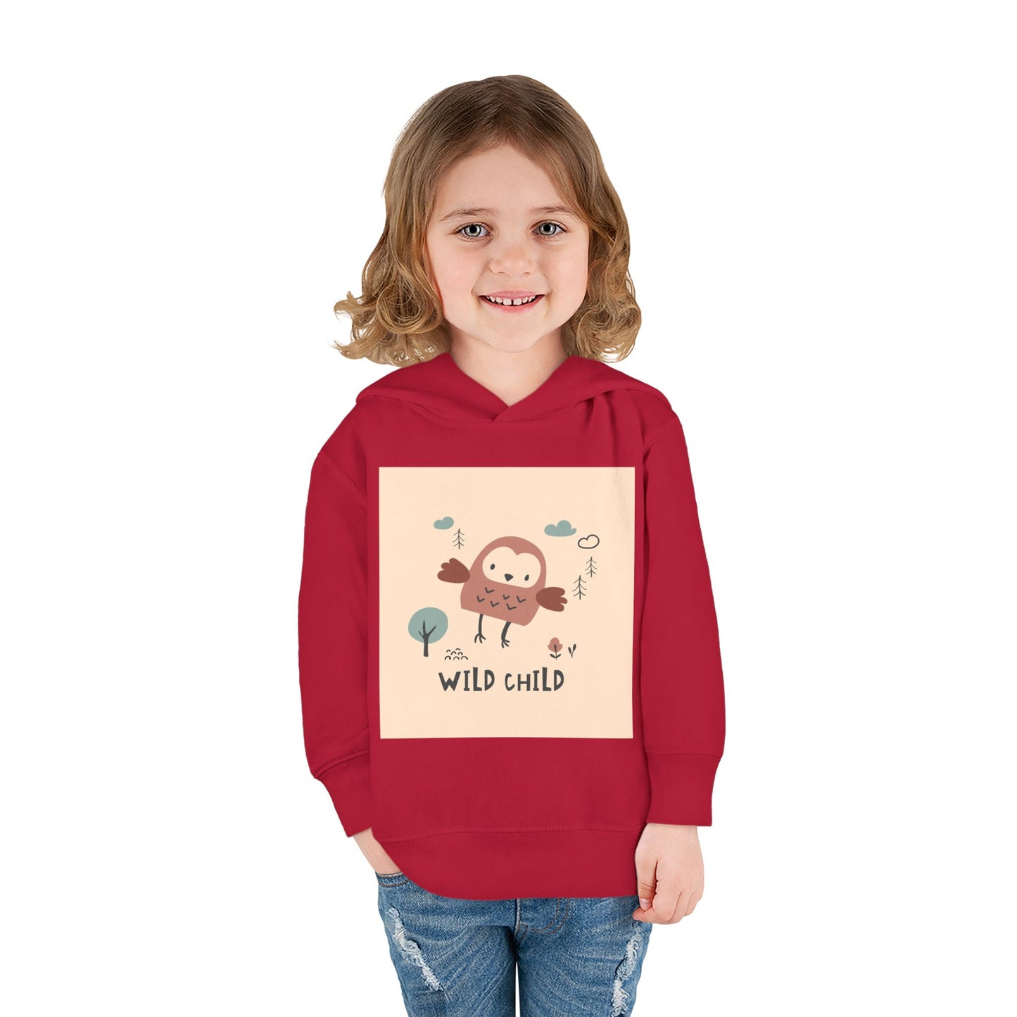 Toddler Fleece Hoodie — "Wild Child" Owl Pullover