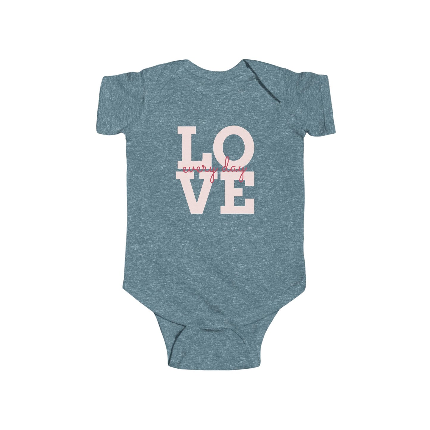 Infant Bodysuit — "LOVE every day" Pink Script Baby Onesie