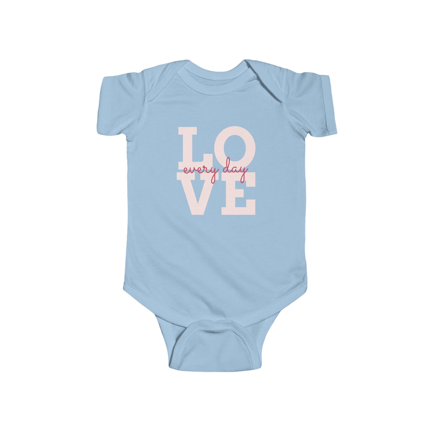 Infant Bodysuit — "LOVE every day" Pink Script Baby Onesie