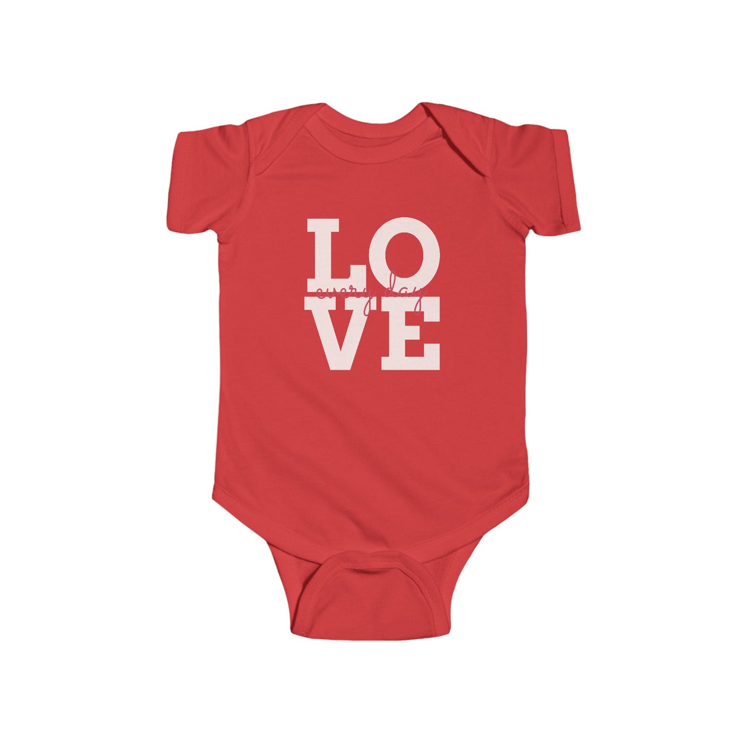 Infant Bodysuit — "LOVE every day" Pink Script Baby Onesie