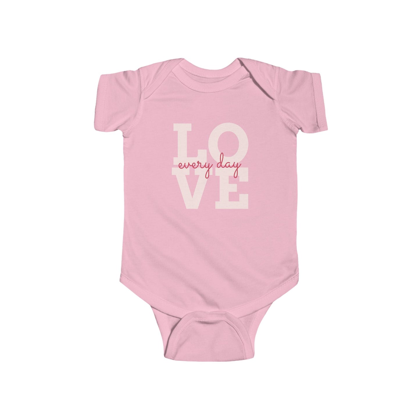 Infant Bodysuit — "LOVE every day" Pink Script Baby Onesie