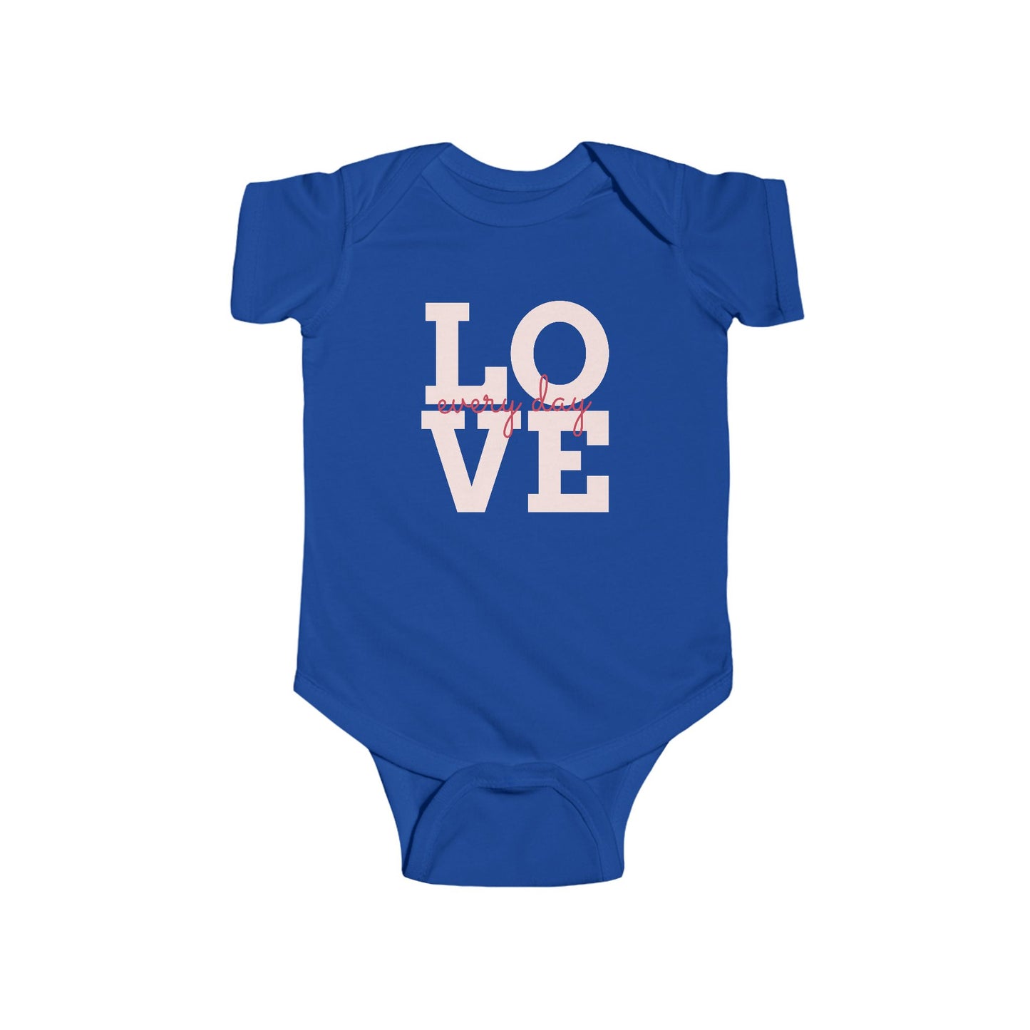 Infant Bodysuit — "LOVE every day" Pink Script Baby Onesie